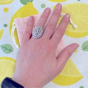 Simulated diamond ball ring. Silver plated. Size 7. From Grace Kelly collection.